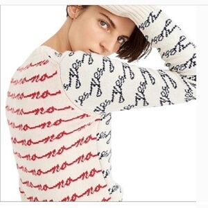 J. Crew Crewneck Colorblock Merino Wool Sweater in Jacquard “Yes/No" - Women XS